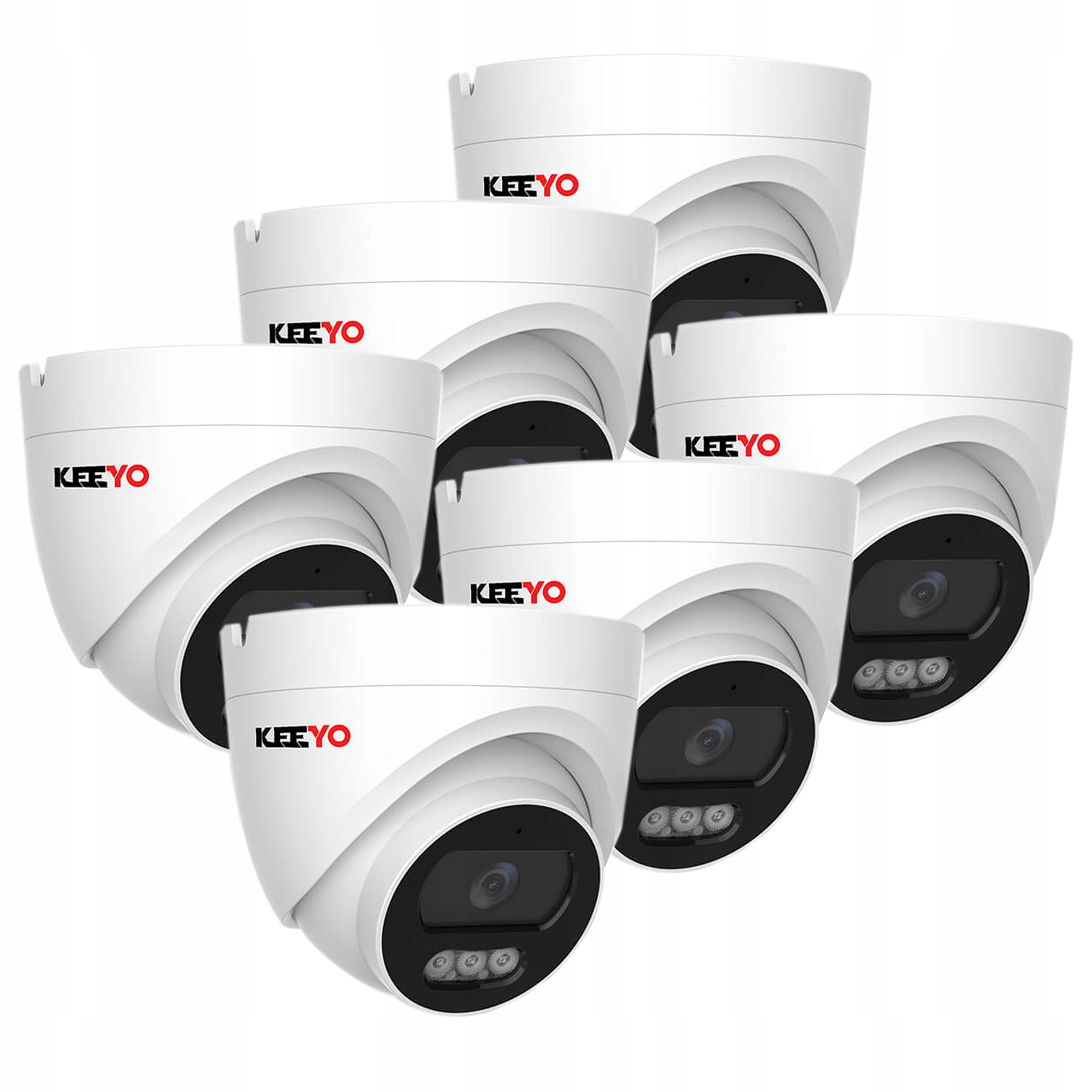 Sada kupolových Ip kamier 6x Keeyo LV-V-IP4M25DF-B 4Mpx Ir 25 m Audio Ai