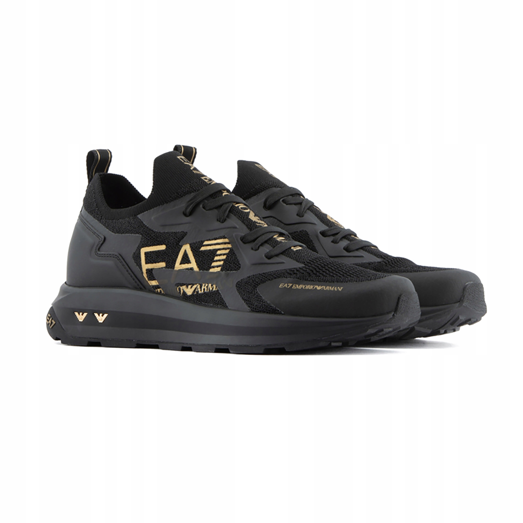 Buty EA7 Emporio Armani Black & White Altura Knit triple black/gold 40 2/3
