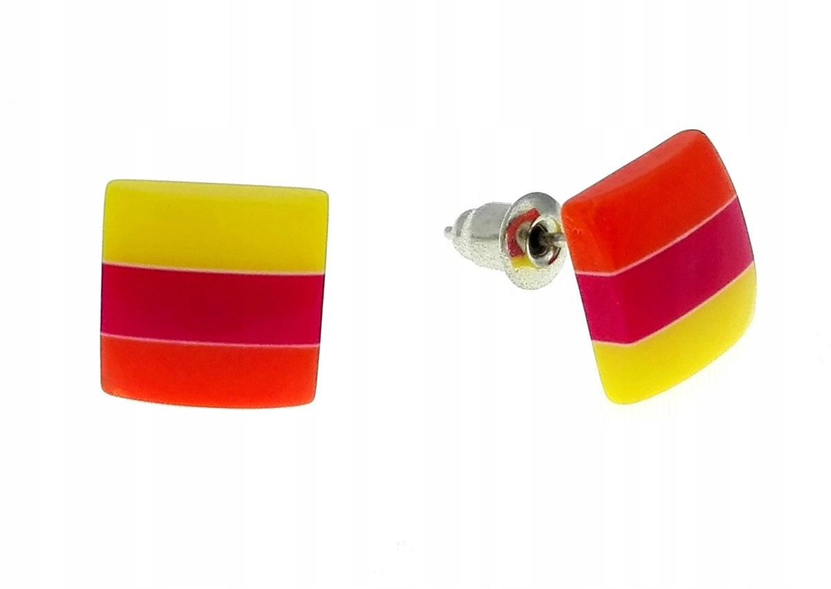 

Kolczyki kwadraty 10 mm wielokolorowe
