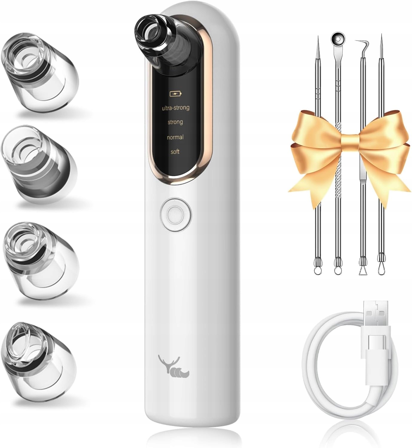 Yccu Blackhead Remover Vacuum 4 režimy 4 hlavice čištění kůže Abs