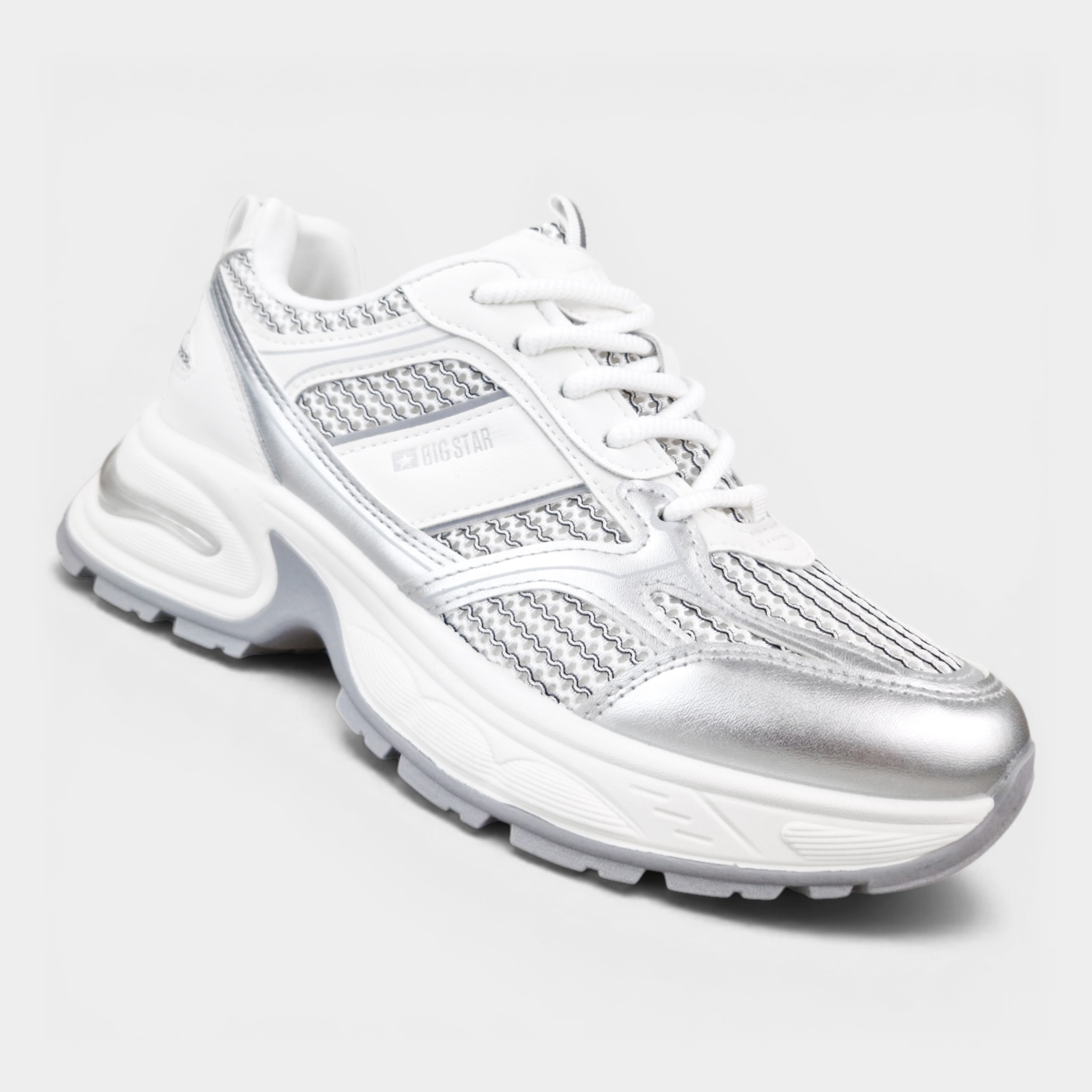 Buty Sportowe Damskie Big Star Białe Srebrne Lekkie Sneakersy RR274a195 40