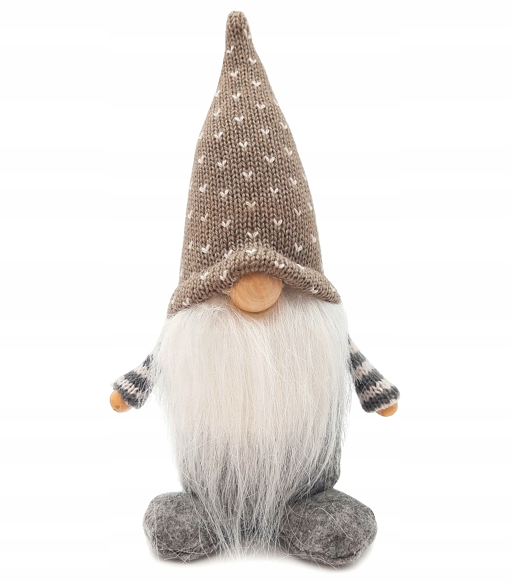 

Skrzat Krasnal Gnom Świąteczny Z Brodą Szary 20 cm