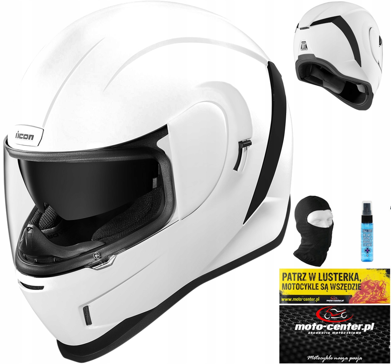 

Kask Icon Airform White Gloss Dot Ece Gratisy r.M