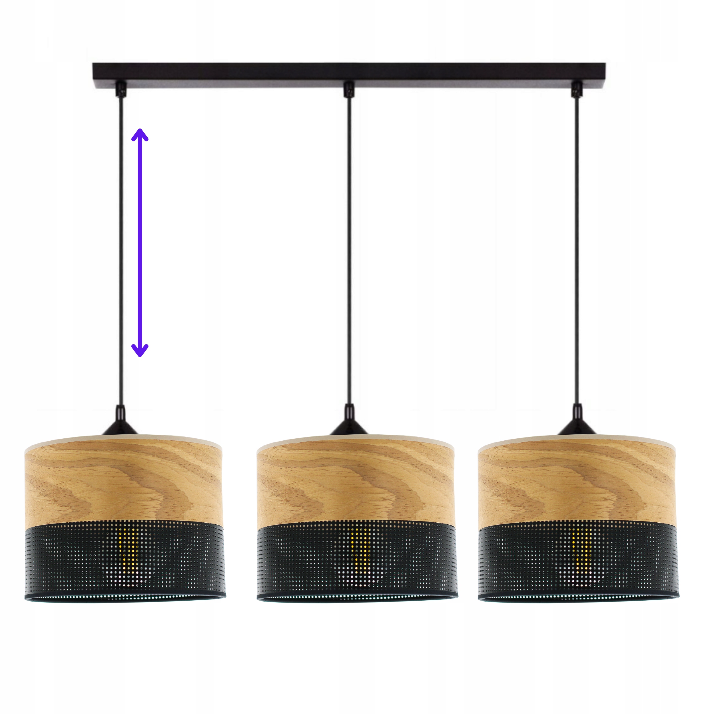 Závěsná Lampa Lustr Stínidlo S Otvory Dřevo E27 Led