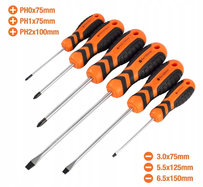 ZESTAW 6 ŚRUBOKRĘTÓW WKRĘTAKÓW Z UCHWYTEM Marka UMI