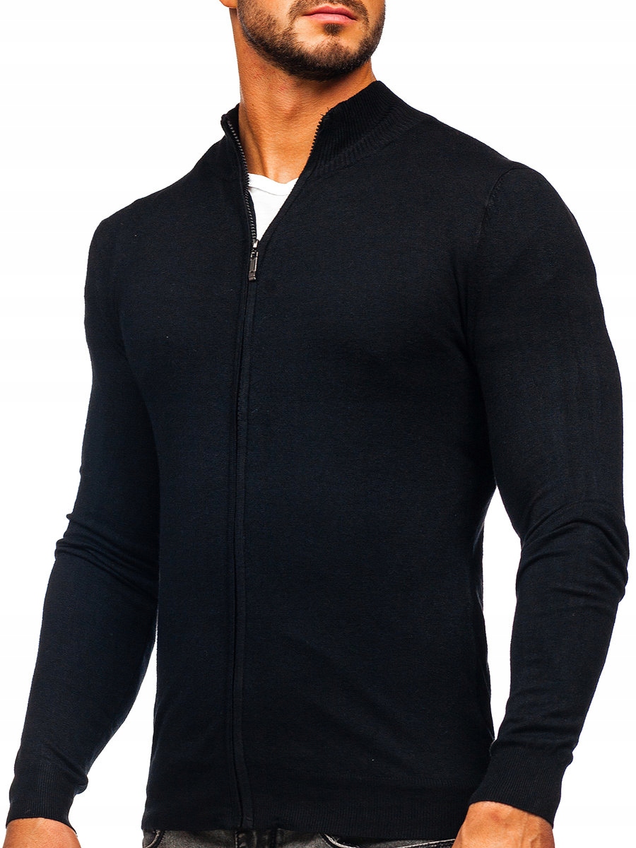 

Sweter Klasyczny Rozpinany Czarny YY07 Denley_s