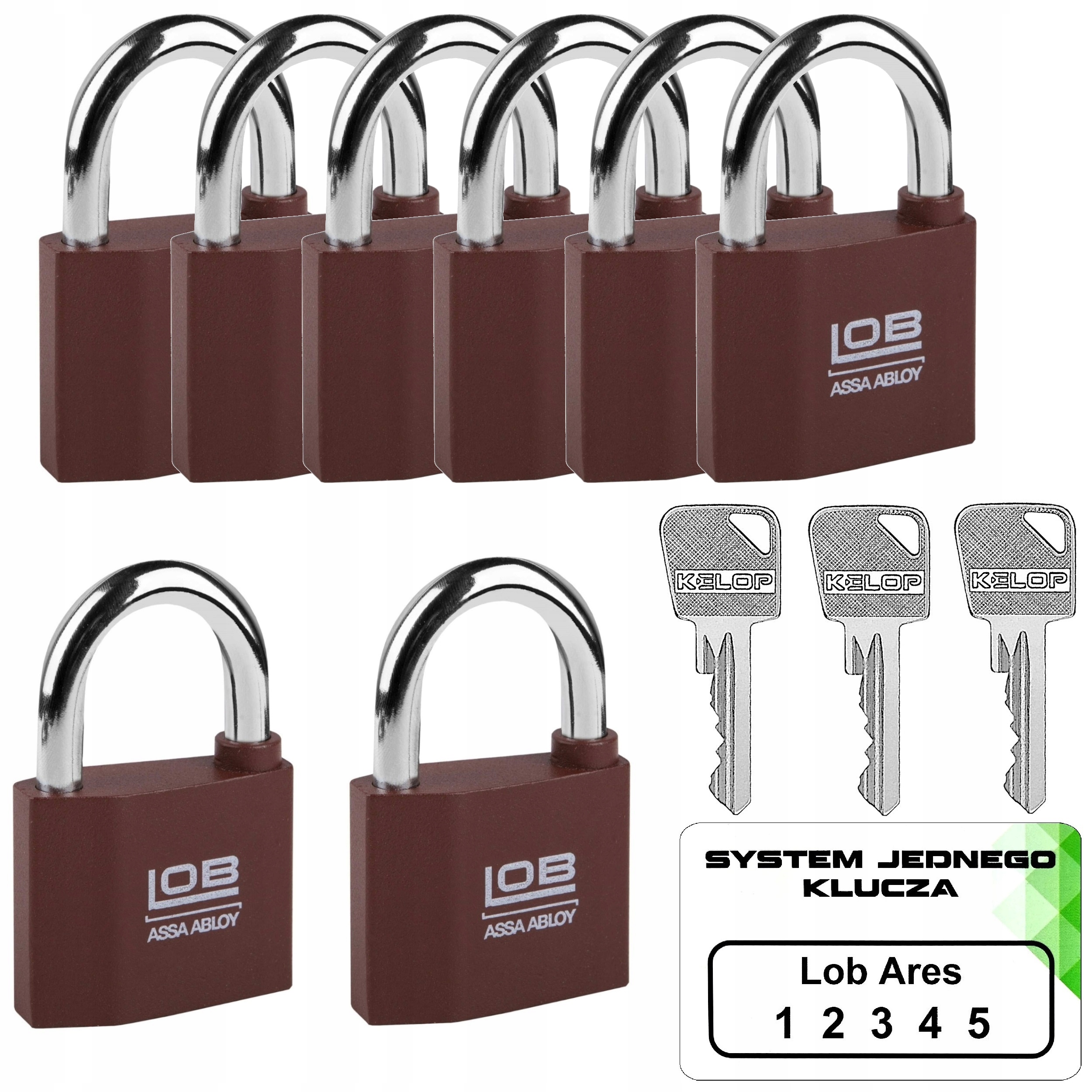 8x kłódka KZ50 Lob Ares system jednego klucza
