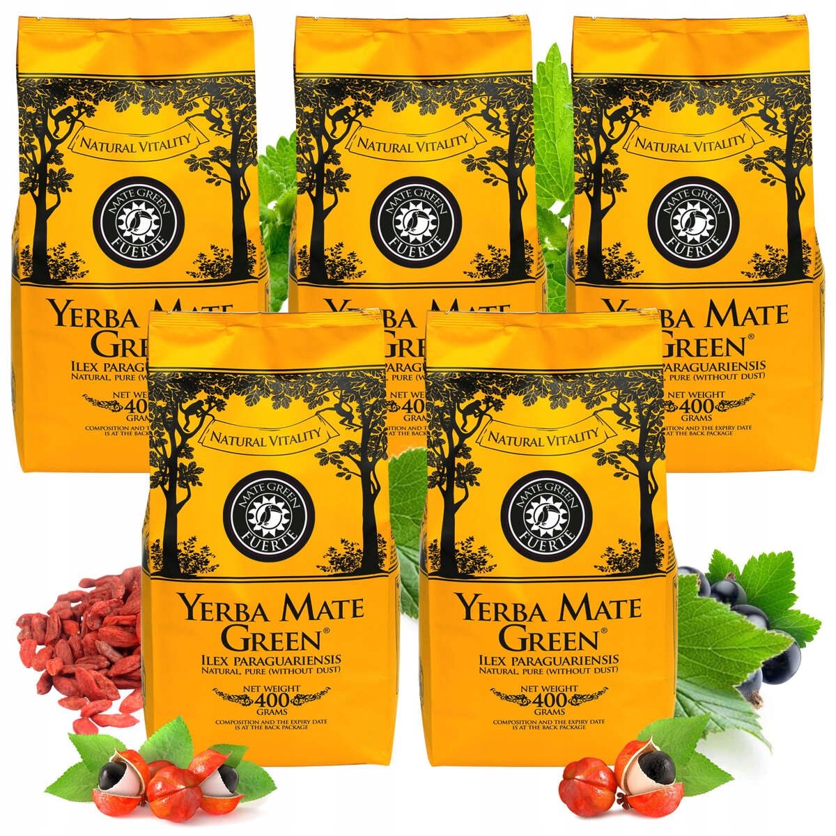 Sada Yerba Mate Green Fuerte 2kg [5x400g] sin humo silná