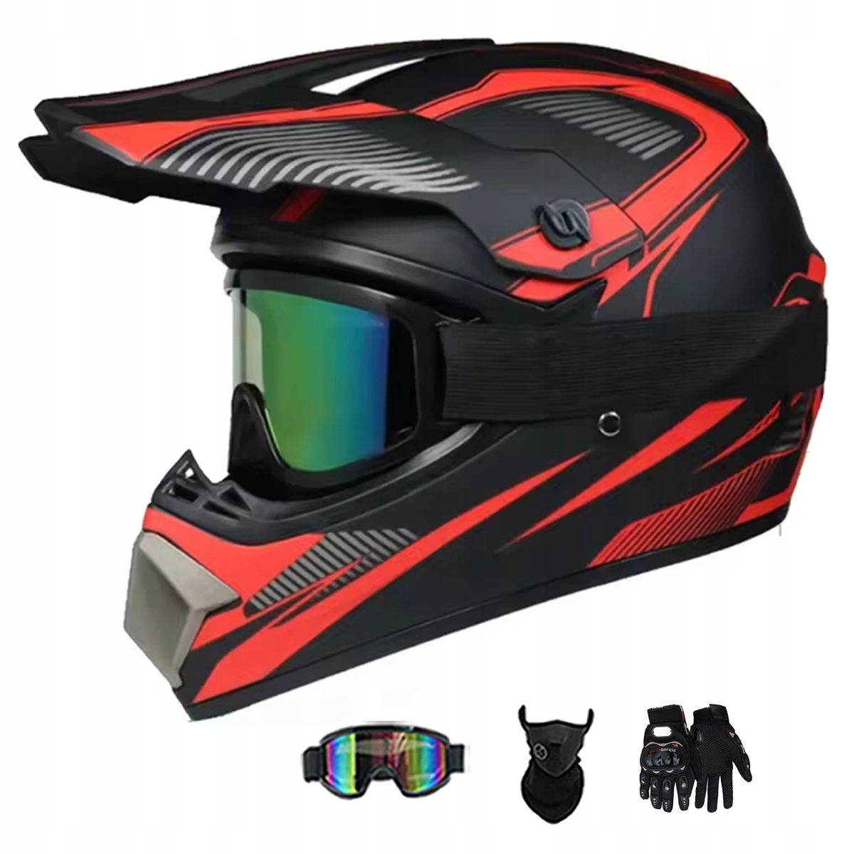 Motocyklová Přilba Lehká Enduro Quada Brýle Rukavice Maska XL