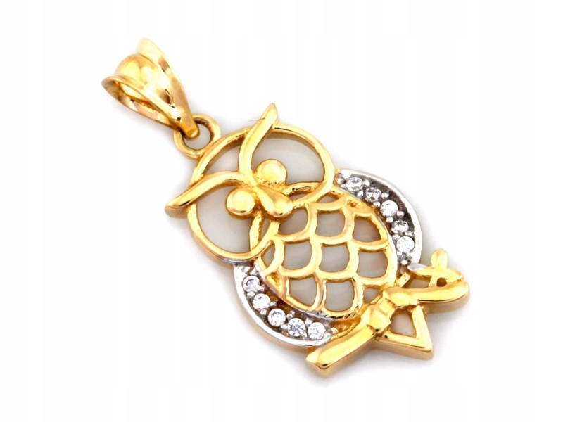 Zlatý přívěsek Au 585 Sova s zirkony ZA6785