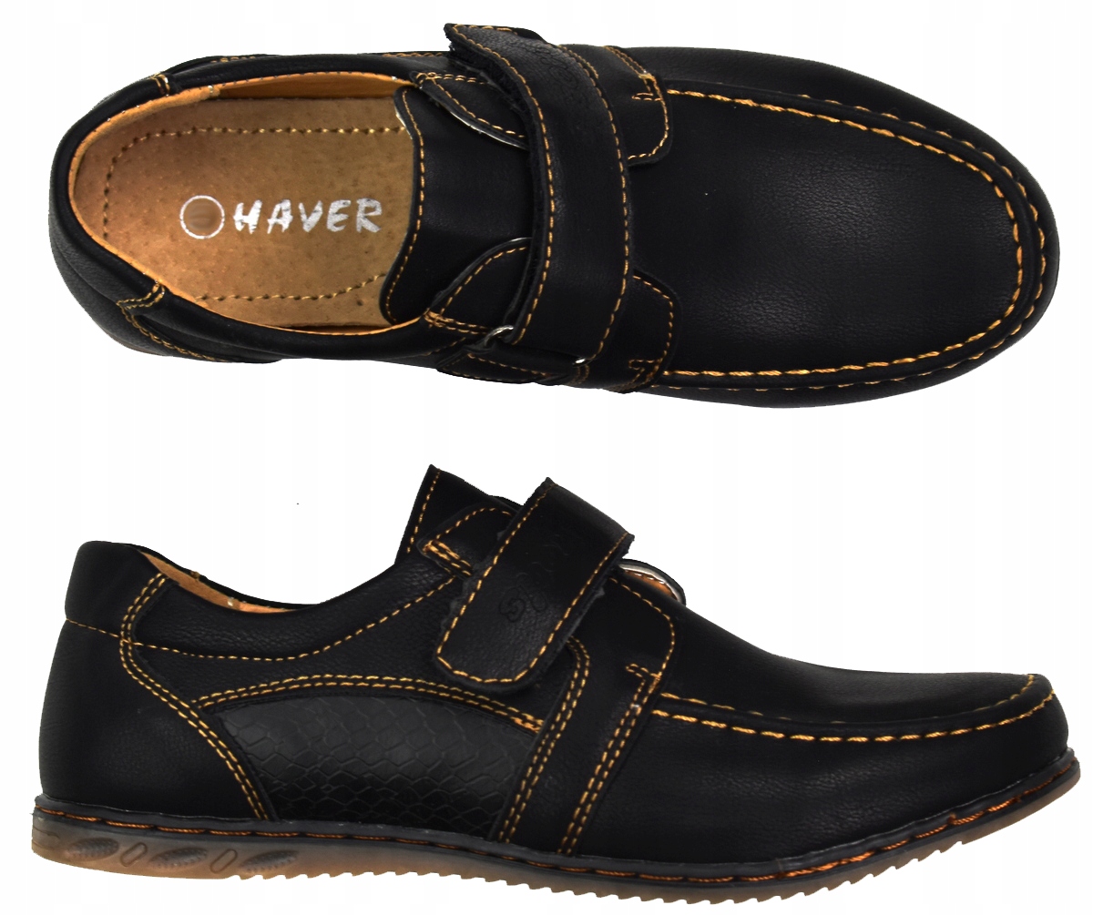 HAVER Czarne PÓŁBUTY Mokasyny Wizytowe 21 cm - 33 Rozmiar (new) 33