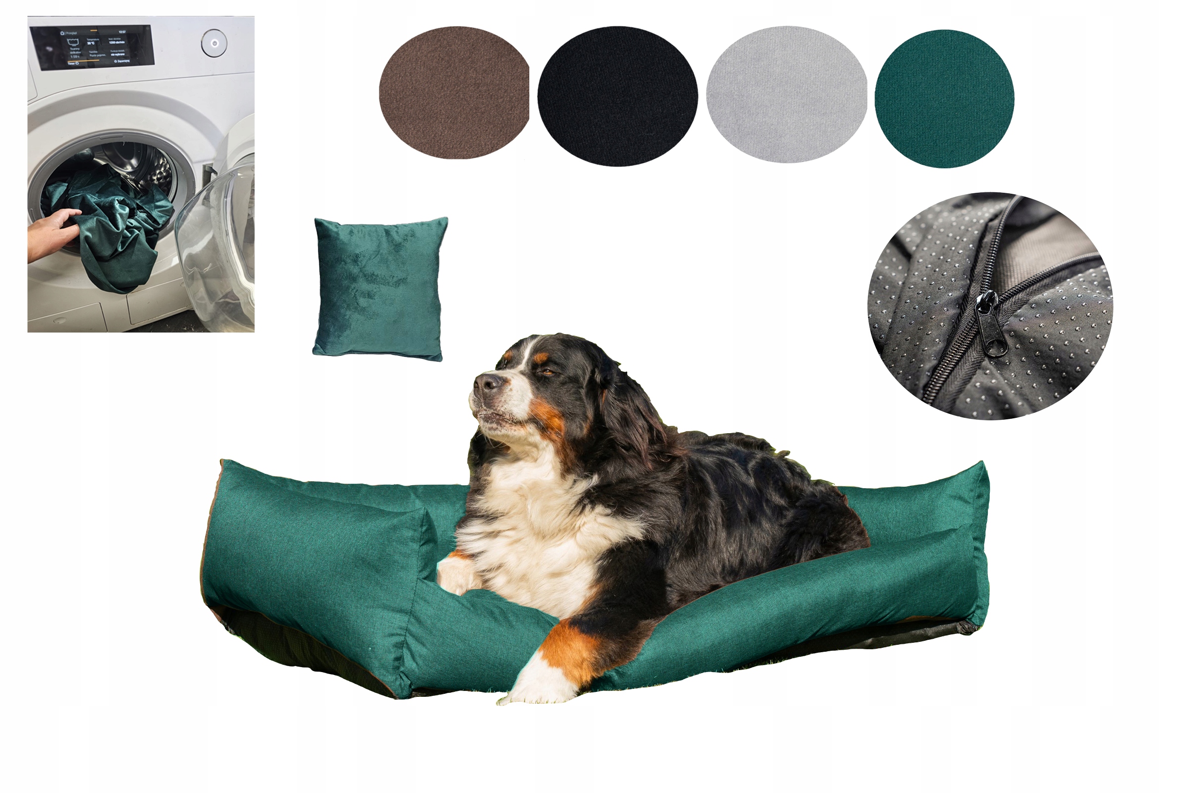 Legowisko dla psa kanapa 120x90 Velvet Zdejmowany Pokrowiec Zielone