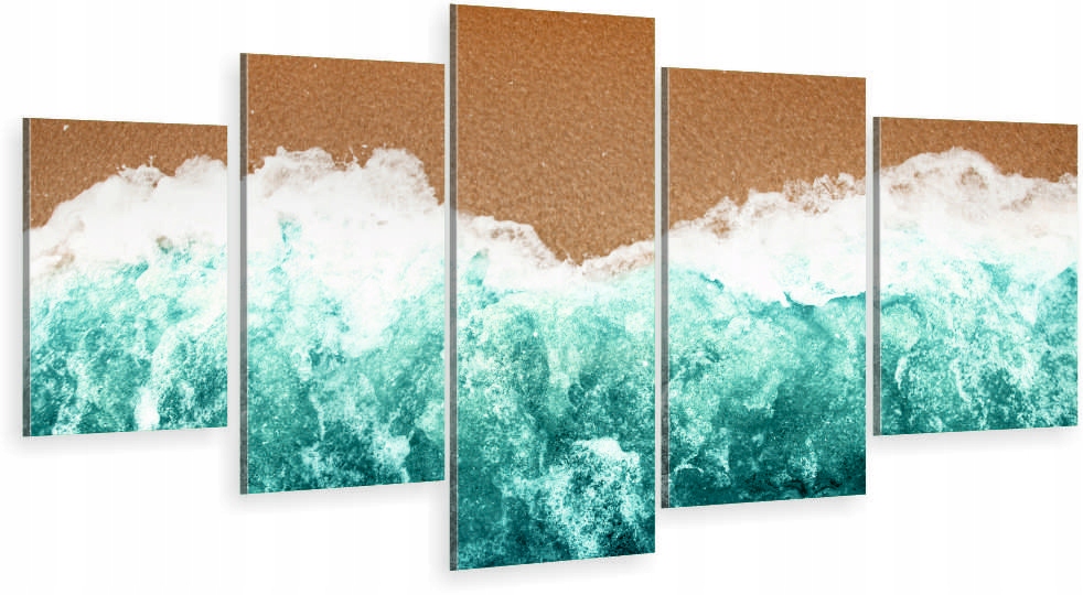 

Tryptyk 5-CZĘŚCI Na Ścianę fale ocean piasek plaża
