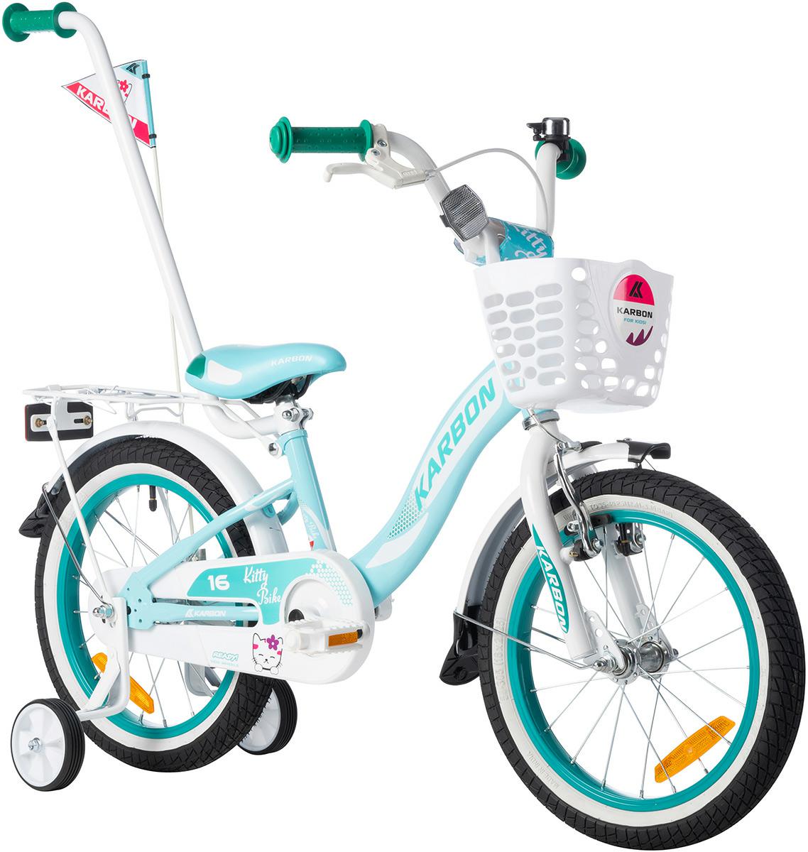 Rower Karbon 16" Kitty 8.5" Turkusowo-biały