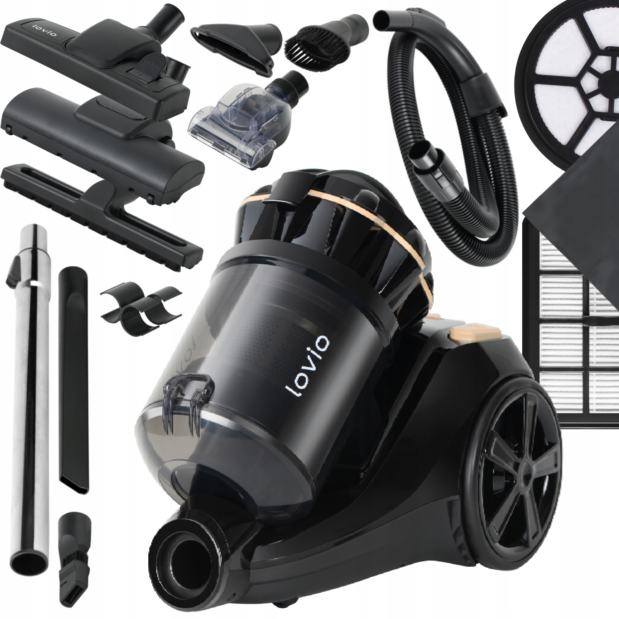 Odkurzacz bezworkowy cyklonowy Hepa Cichy Mocny Kompaktowy 15w1 Lovio