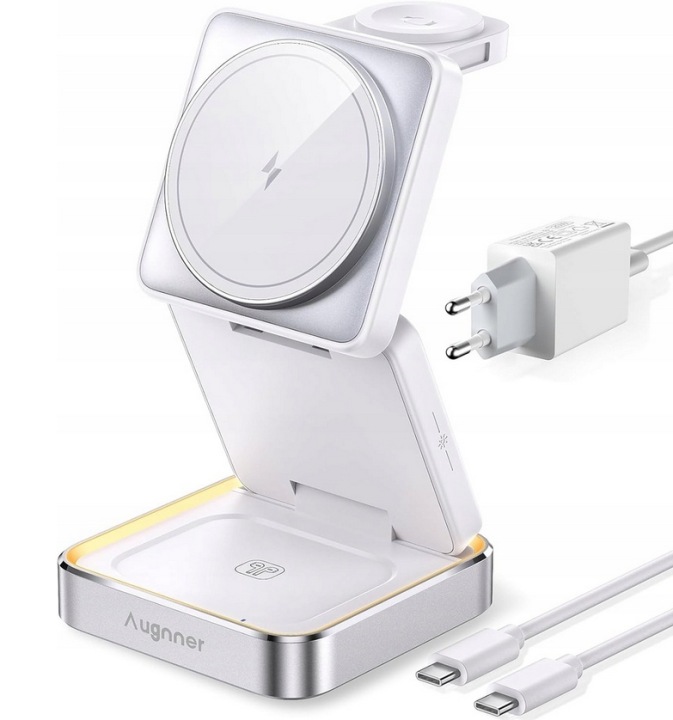 Składana ładowarka bezprzewodowa magnetyczna do iPhone'a 3w1 zasilacz 15 W
