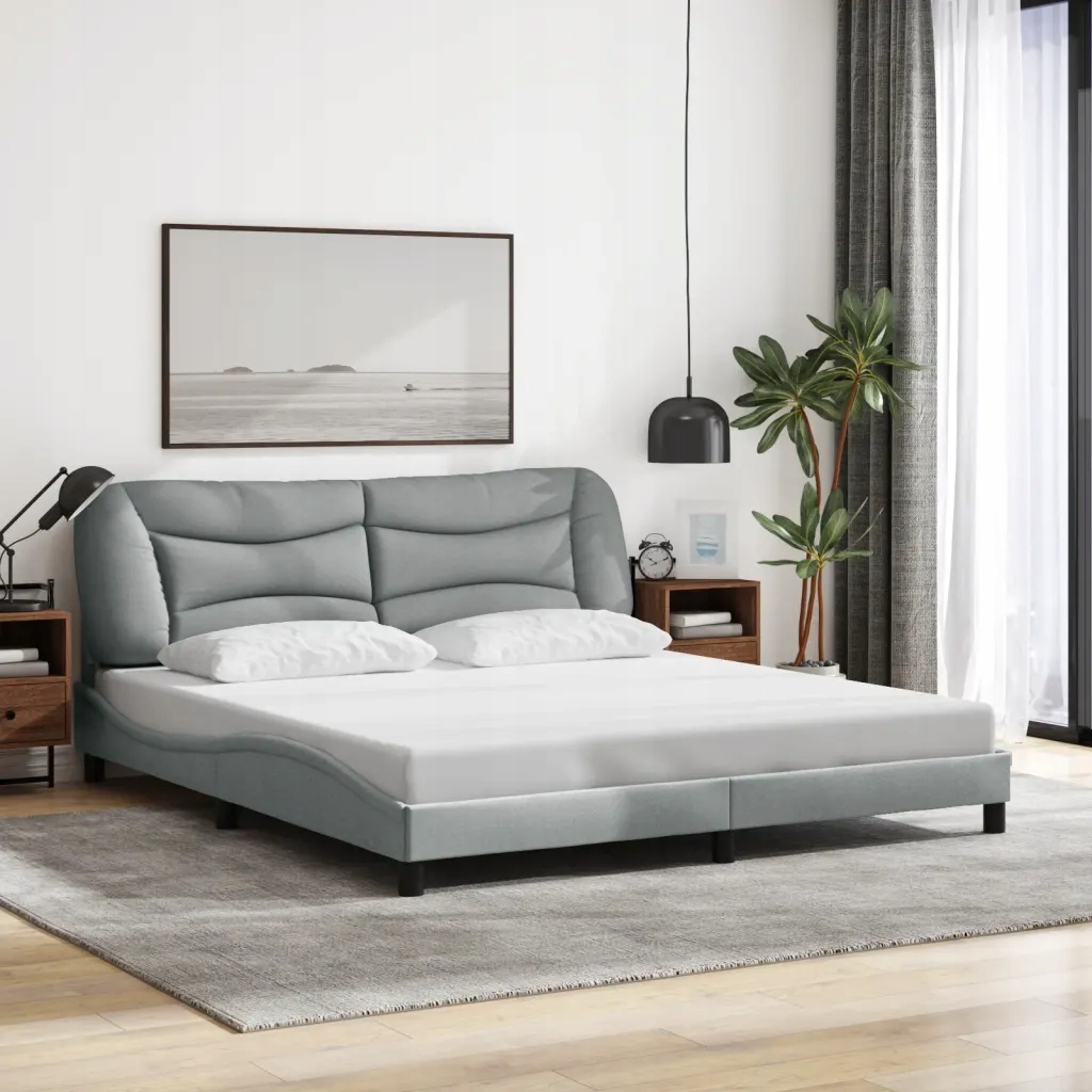 Rám postele bez matrace Hvar světle šedý 180 x 200 cm textil Šedá 3207786