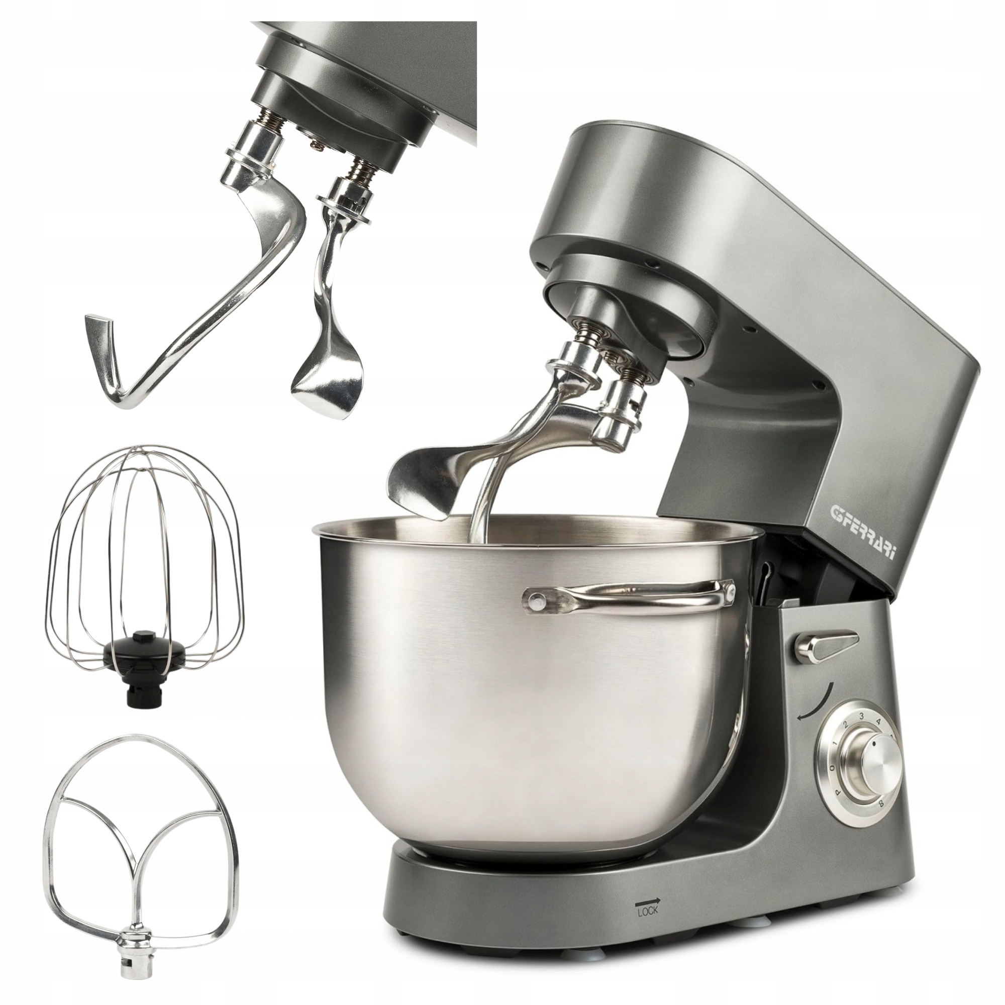 Robot planetarny mikser G3Ferrari G20164 1800W misa 8L podwójny hak metal