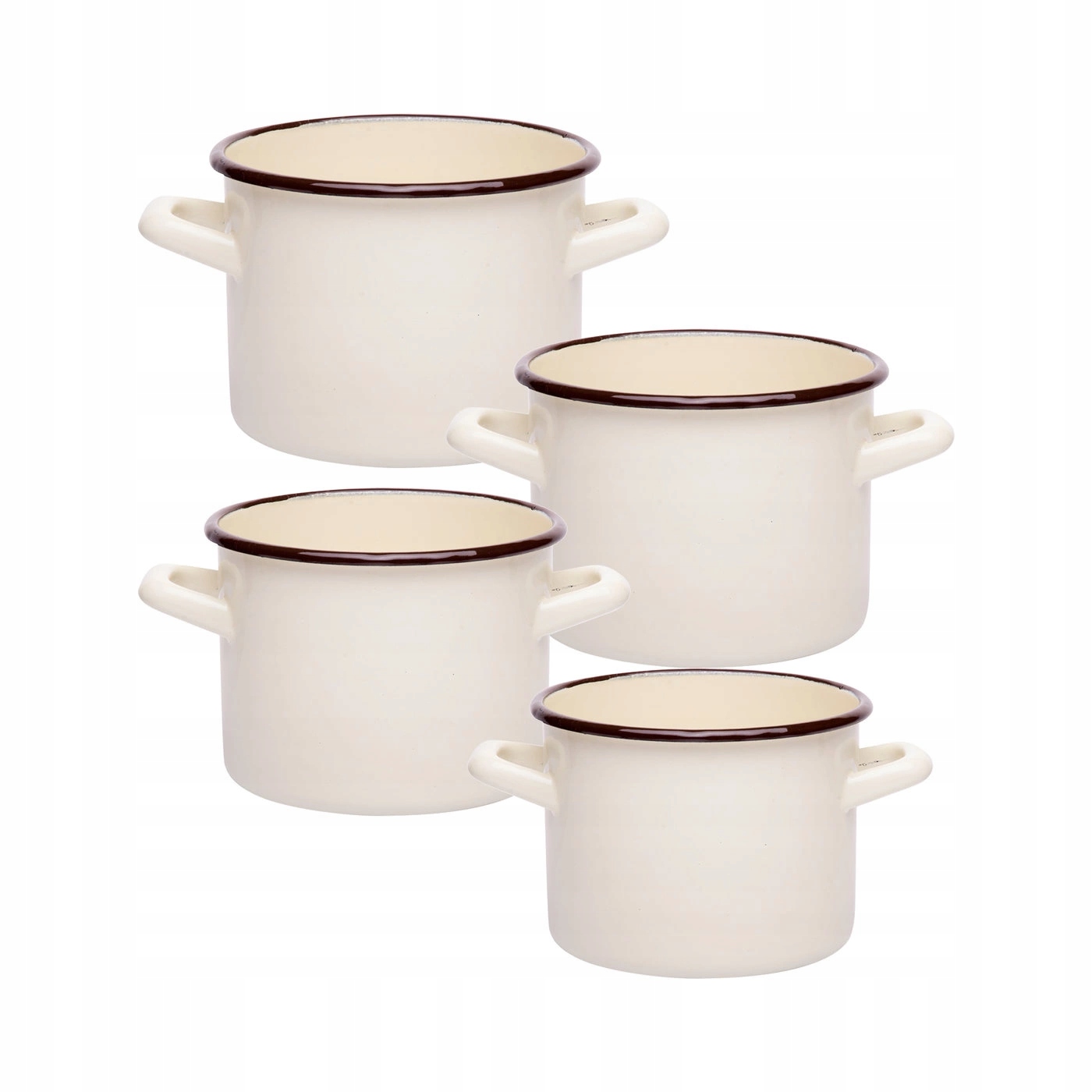 Komplet garnków Emalia Pleszew 4 elementy kremowy