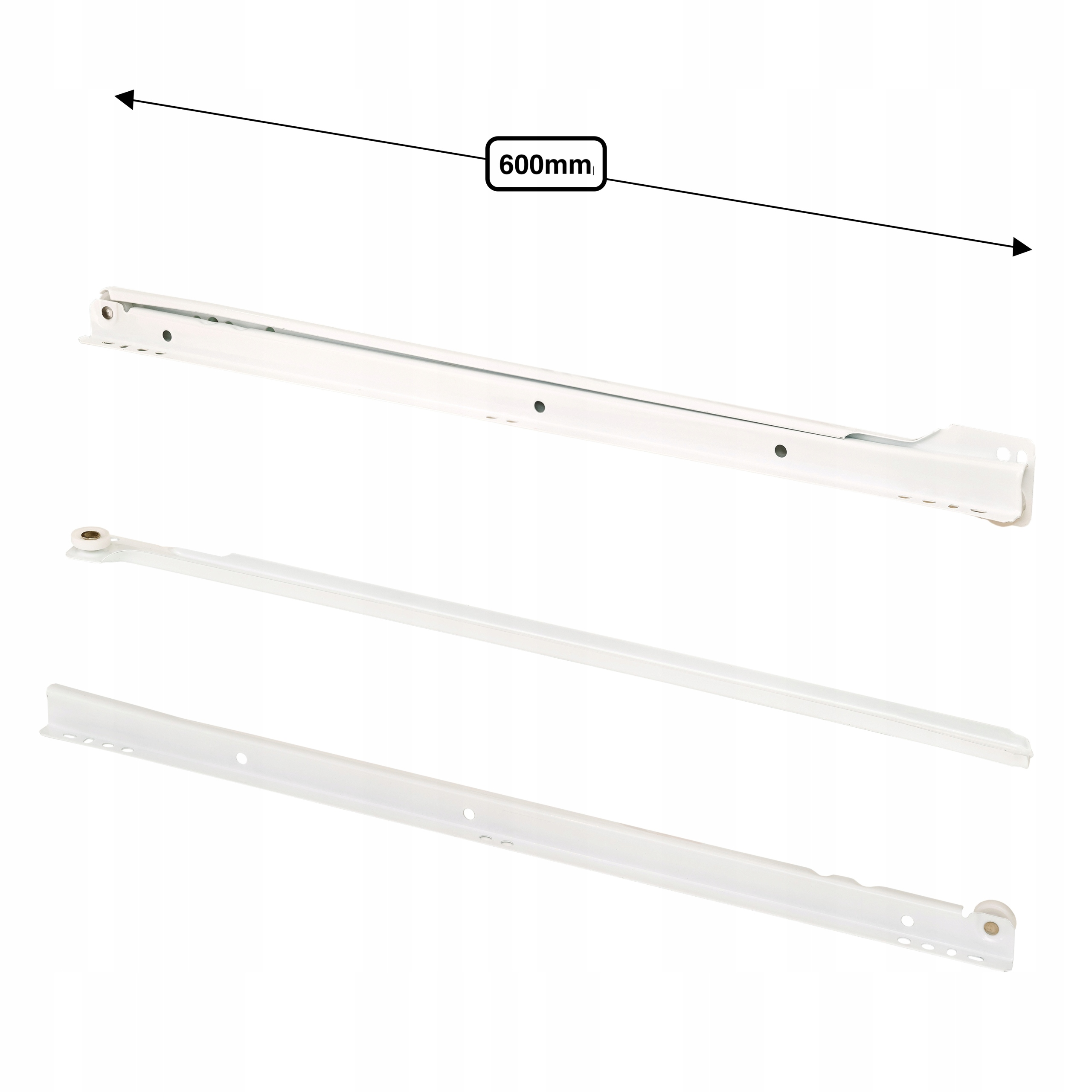 REJS MEBLOWA PROWADNICA ROLKOWA DO SZUFLAD BASIC L 600 mm BIAŁA - KOMPLET EAN (GTIN) 5907520733775