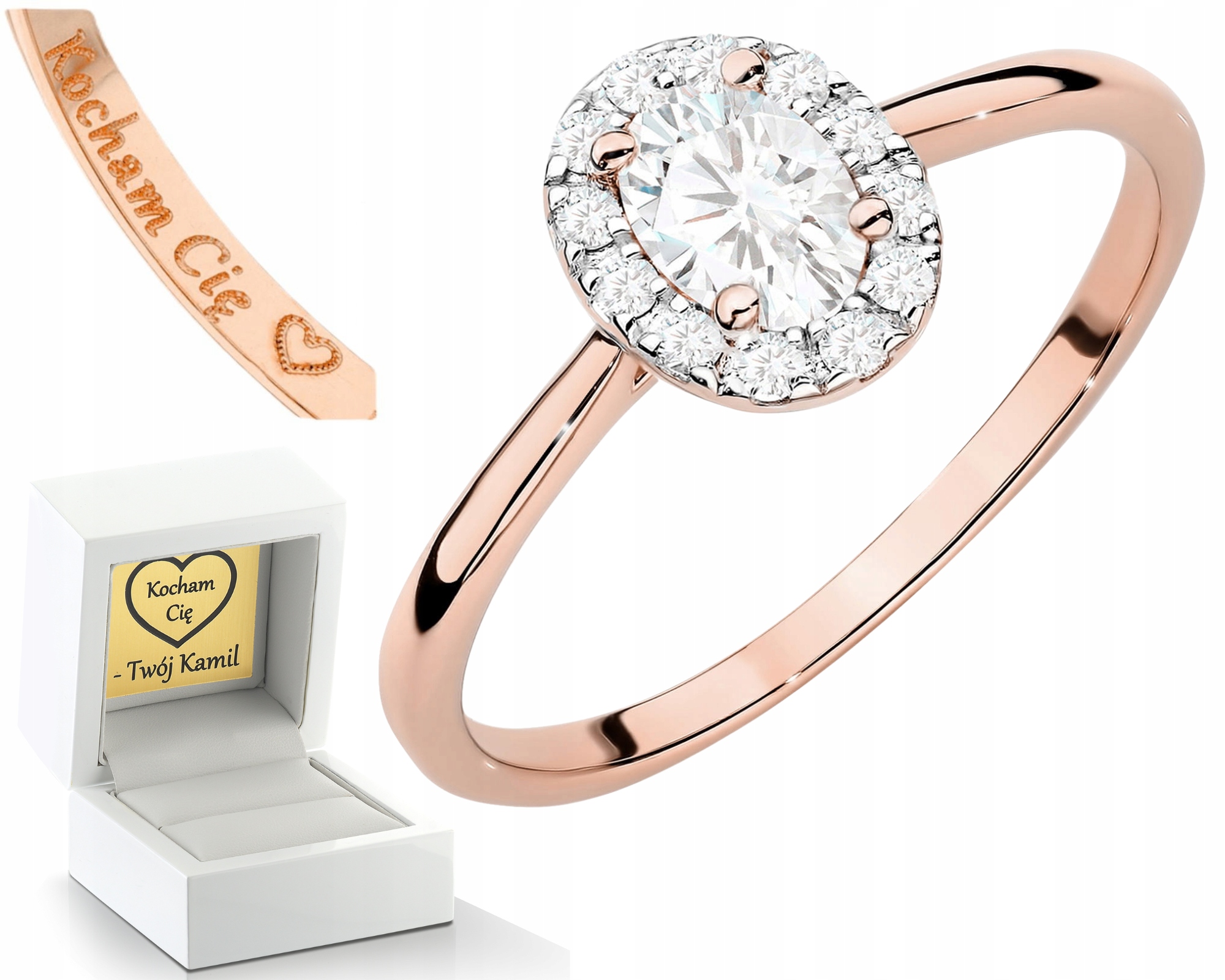 Růžové Zlato Prstýnek 14K Laboratorní Brilianty Luxus A Prestiž