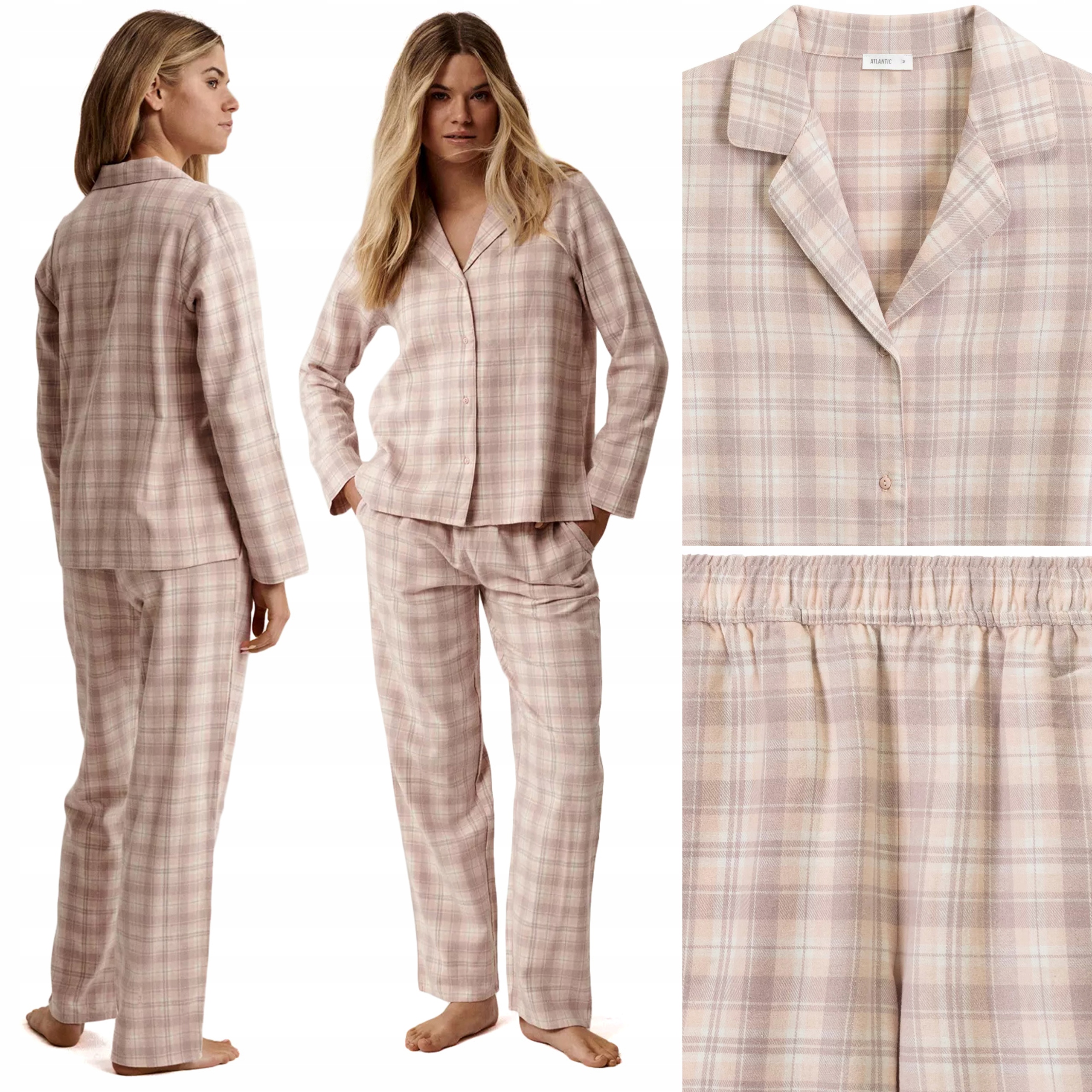 Dámské rozepínací pyžamo Atlantic NLP-505 Dámský komplet 100% Bavlna XL