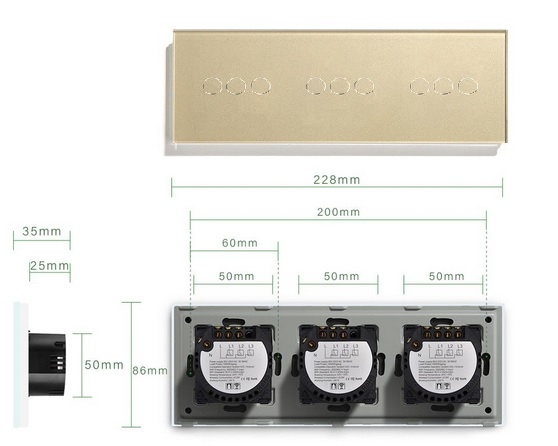 DOTYKOWY STEROWNIK ROLET ŻALUZJI WIFI WŁĄCZNIK 3K Marka Bseed