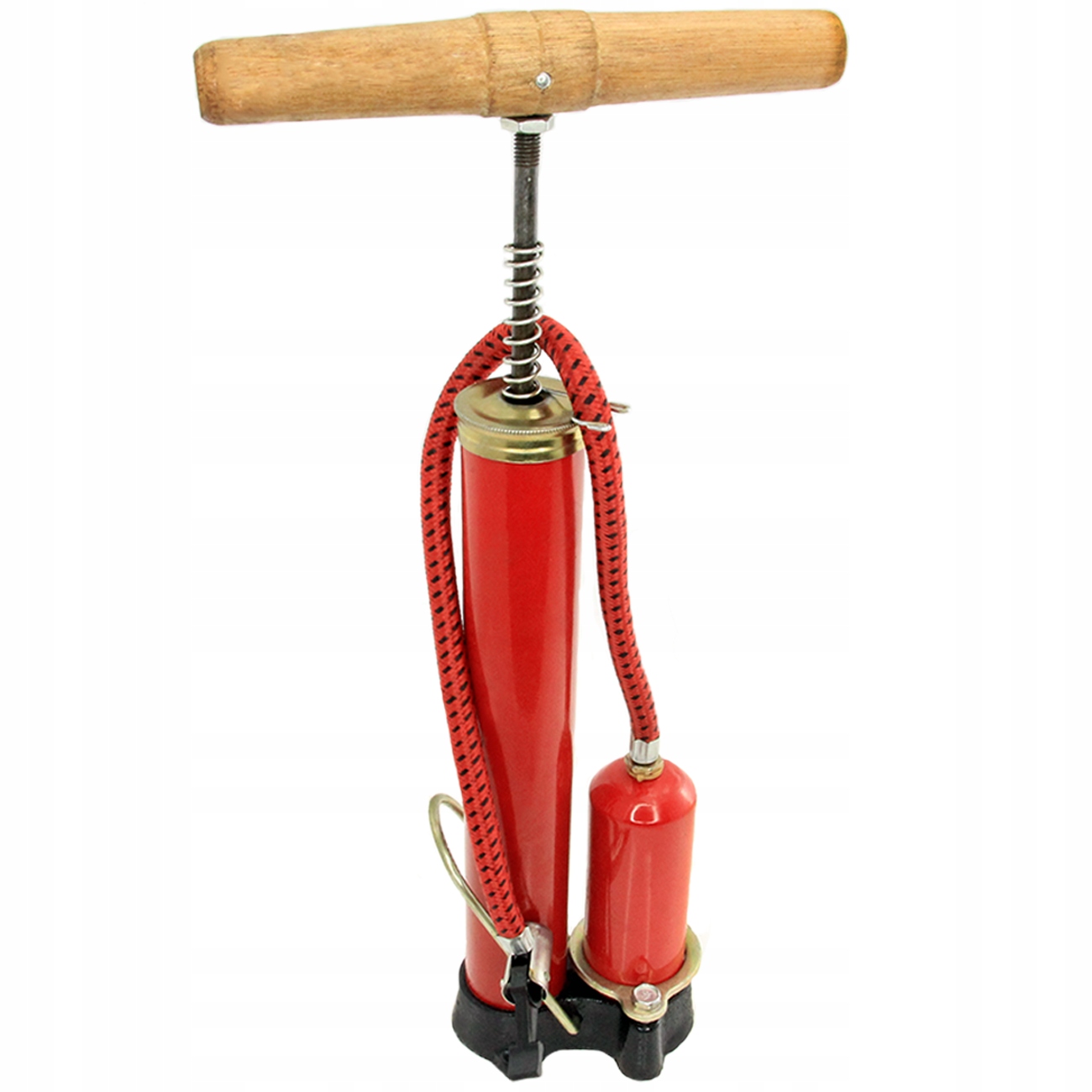 POMPKA ROWEROWA PODŁOGOWA Z DREWNIANĄ RĄCZKĄ