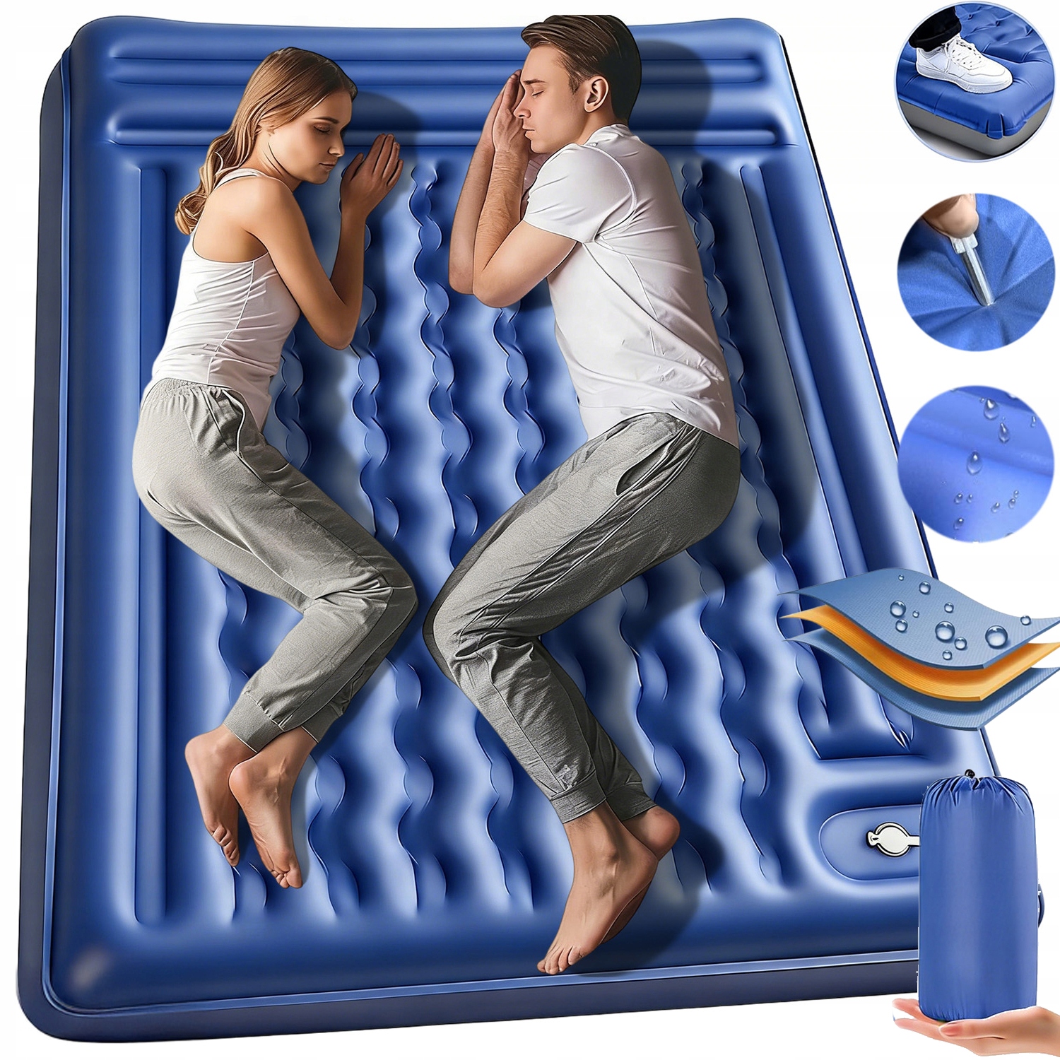 Matrace Ultralehká Turistická Kempingová Podložka 200X140X13 CM S Polštářem