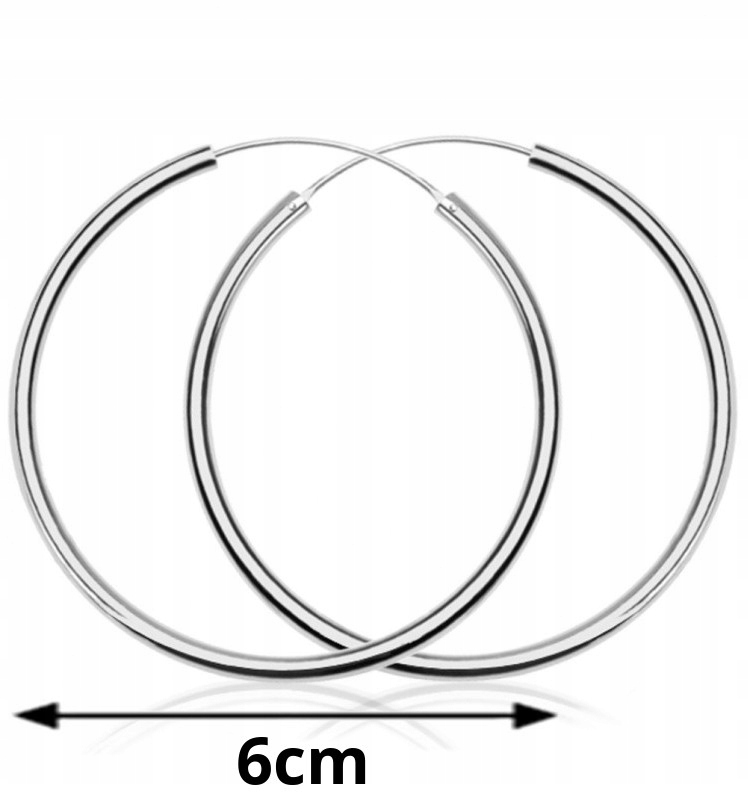Stříbrné Náušnice S Velkými Kruhy – Průměr 6 CM Ryzost 925