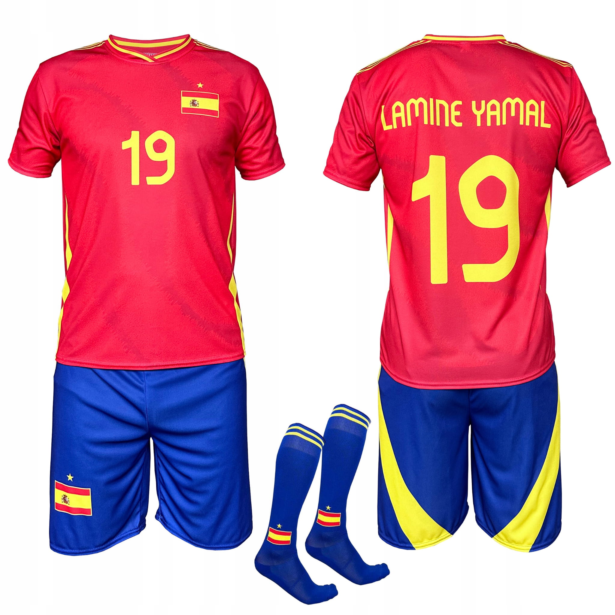 Lamine Yamal Hiszpania strój komplet piłkarski koszulka spodenki getry 116