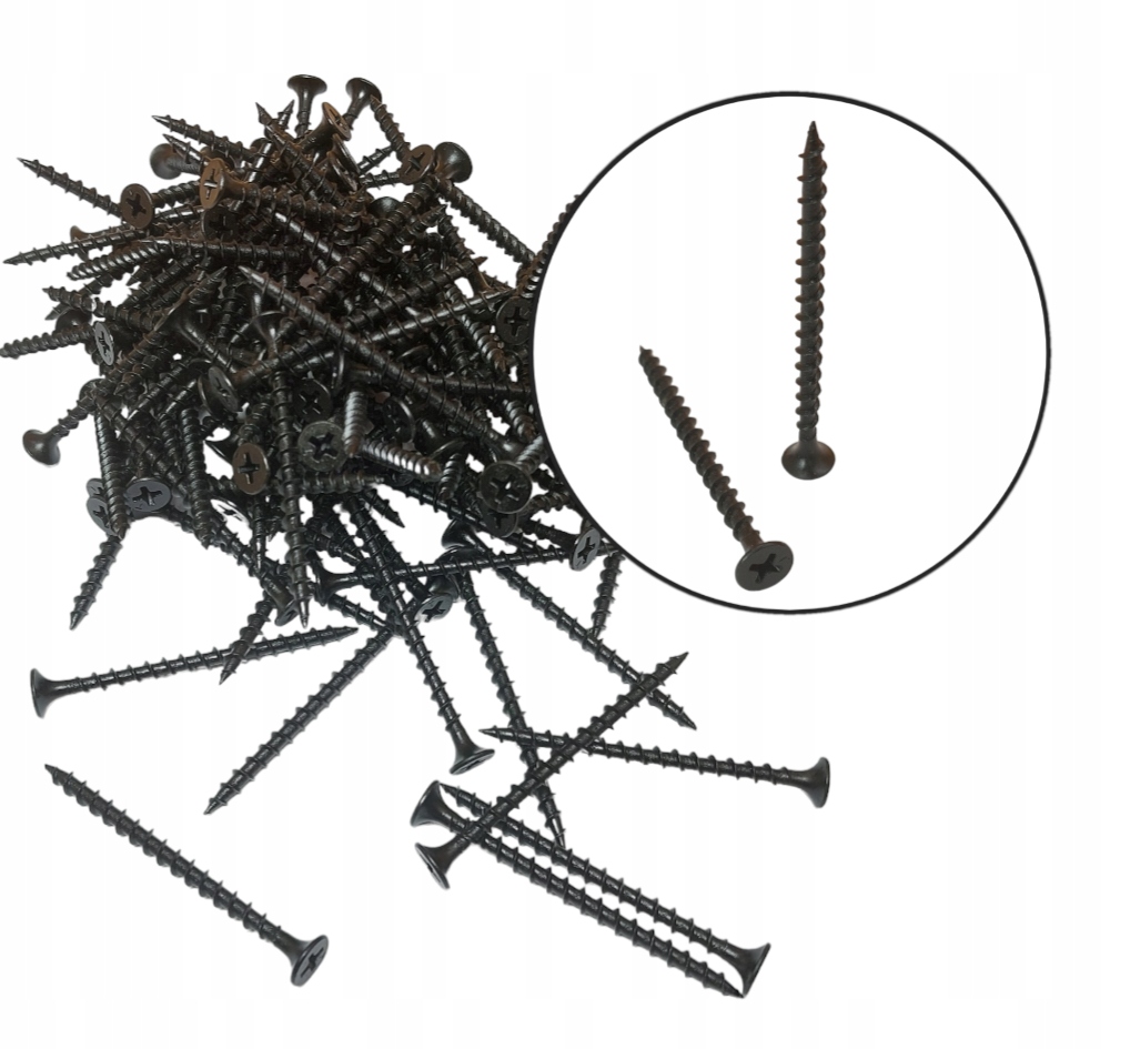 Wkręty fosfatowane do drewna czarne 4,2 x 70mm 1kg