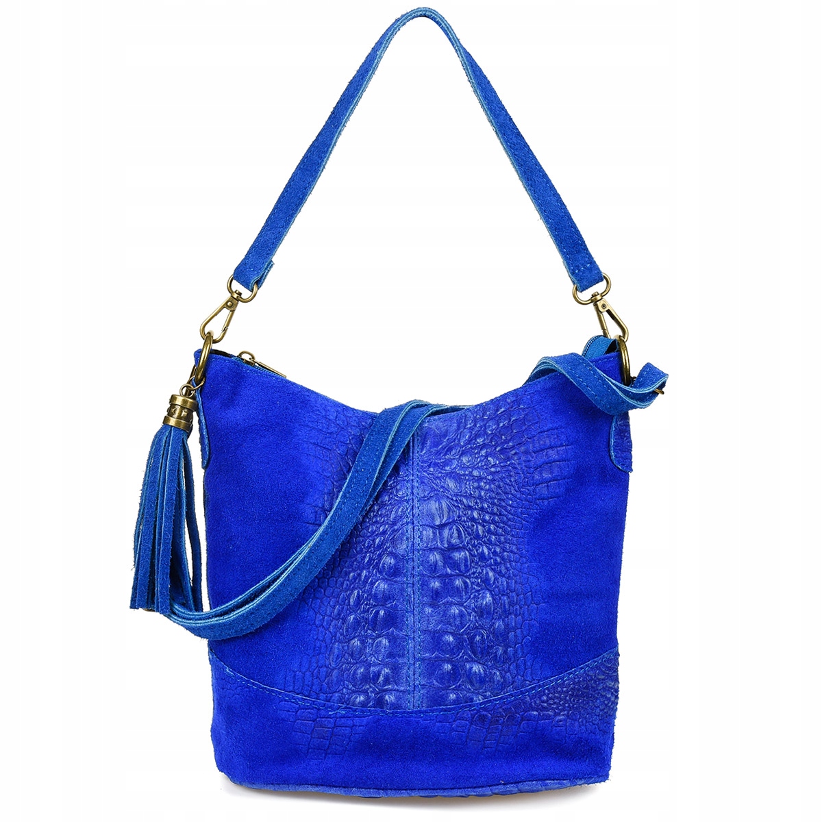 Kožená semišová kabelka Croco z přírodní kůže kabelka přes rameno