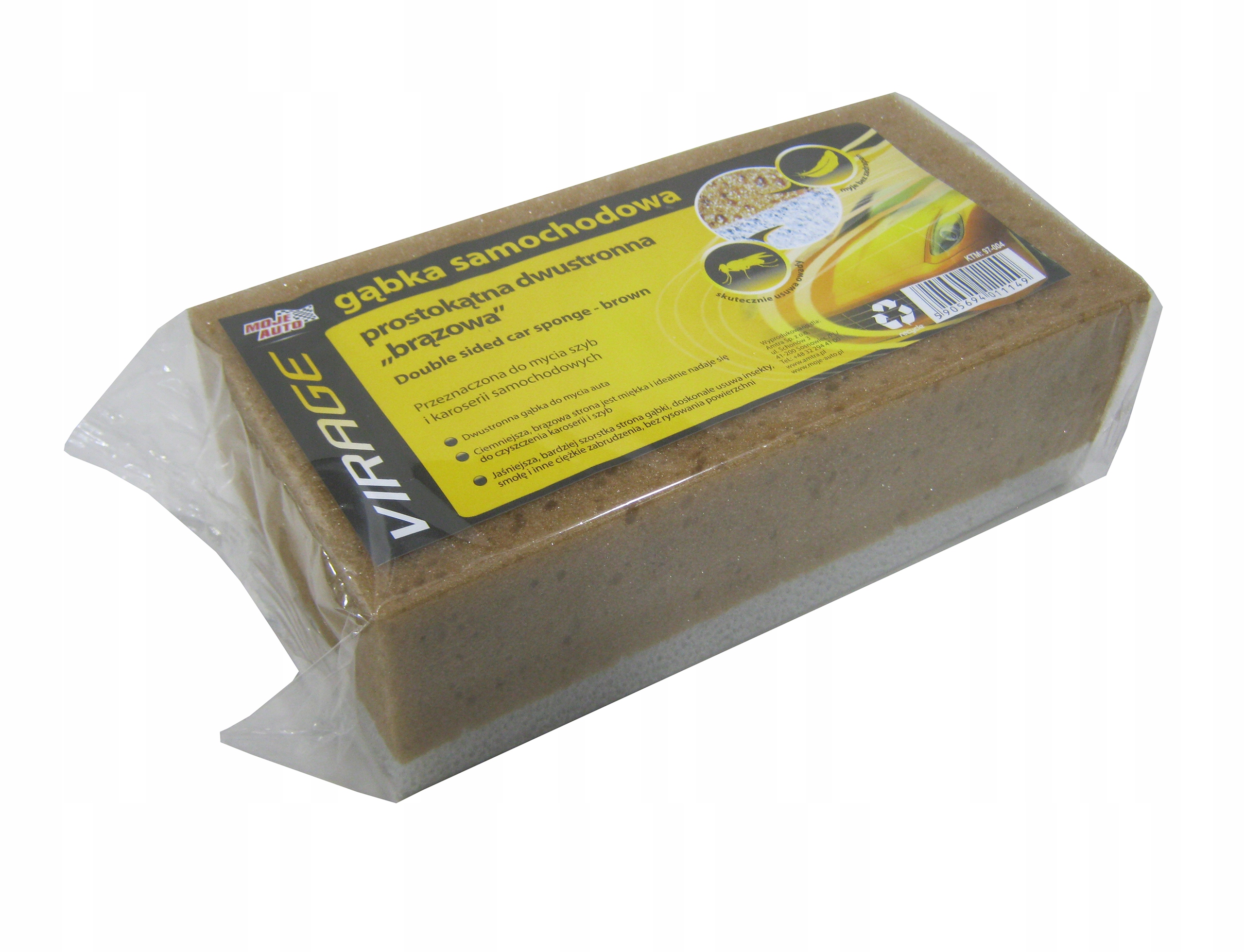 

Gąbka Do Mycia Auta Samochodowa Dwustronna Brązowa