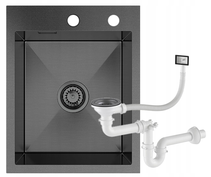 Oceľový Drez, Čierny, Jednokomorový Sifón BARI40
