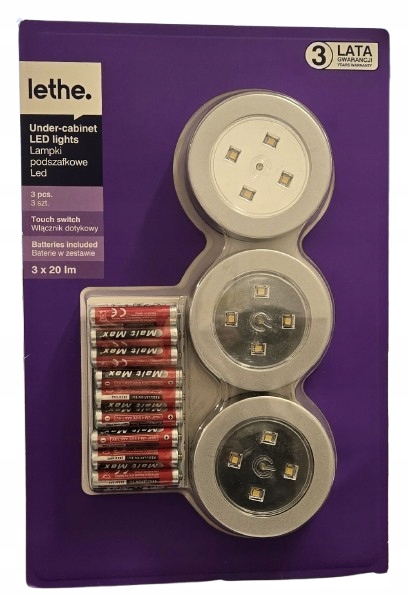 Lethe Led podskrinkové svietidlá s dotykovým spínačom 3 kusy 2o lm 791