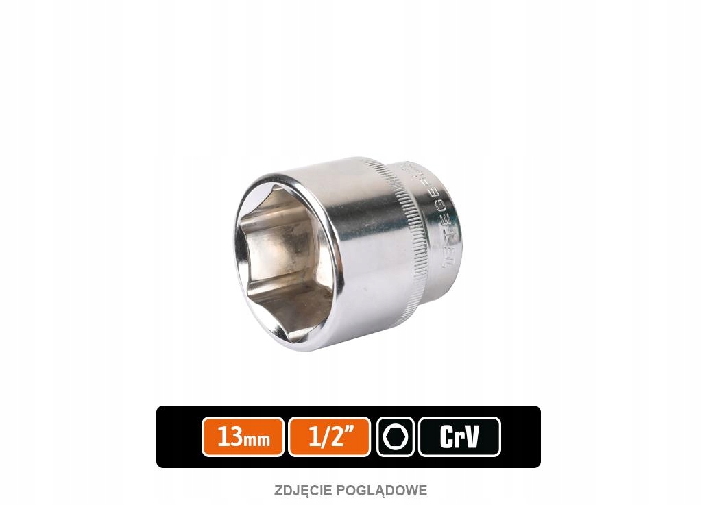Klucz nasadowy 1/2" sześciokątny 13 mm, Cr-v, Teger