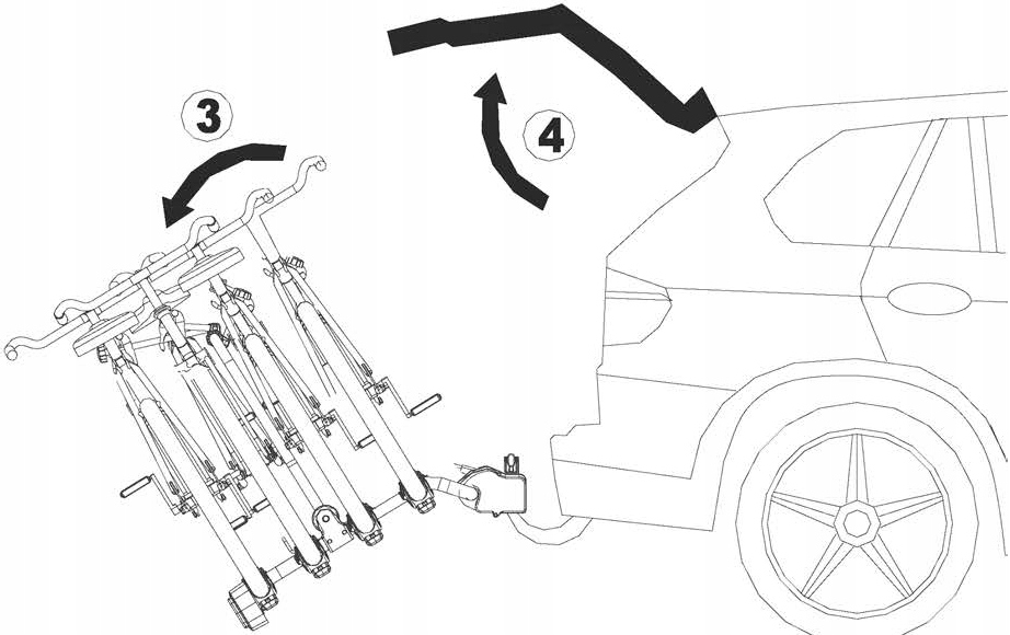 PLATFORMA NA 4 ROWERY SAMOCHODOWY HAK UCHWYŁ Punkt mocowania roweru rama koło