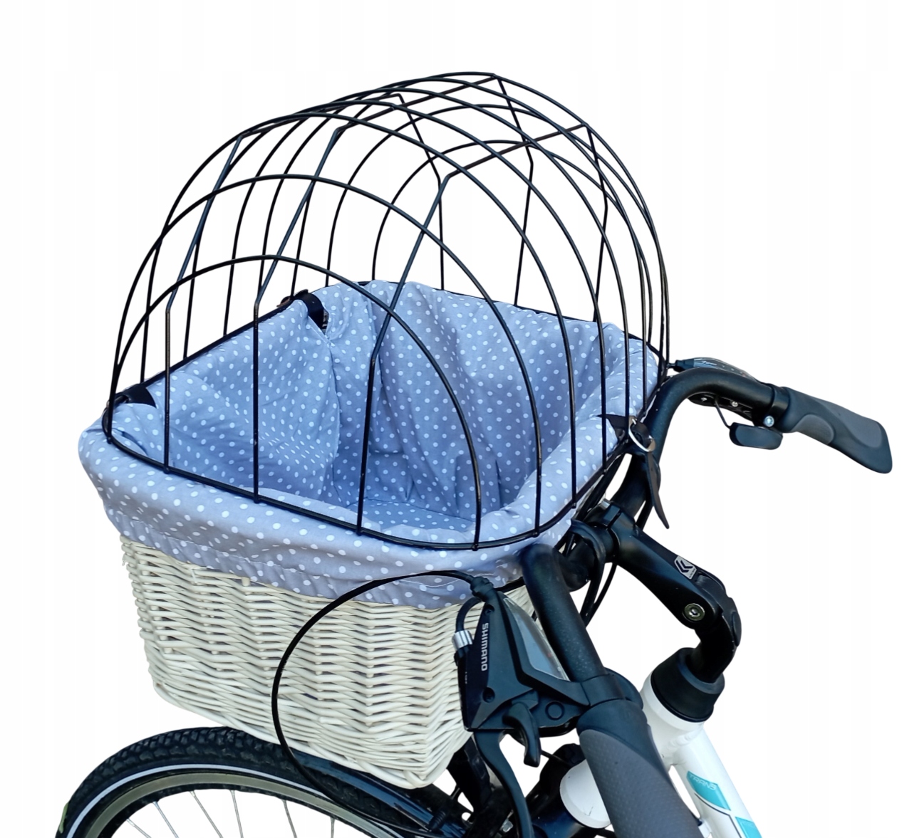 Koszyk wiklinowy na Rower z obszyciem i poduszką Transporter dla Psa