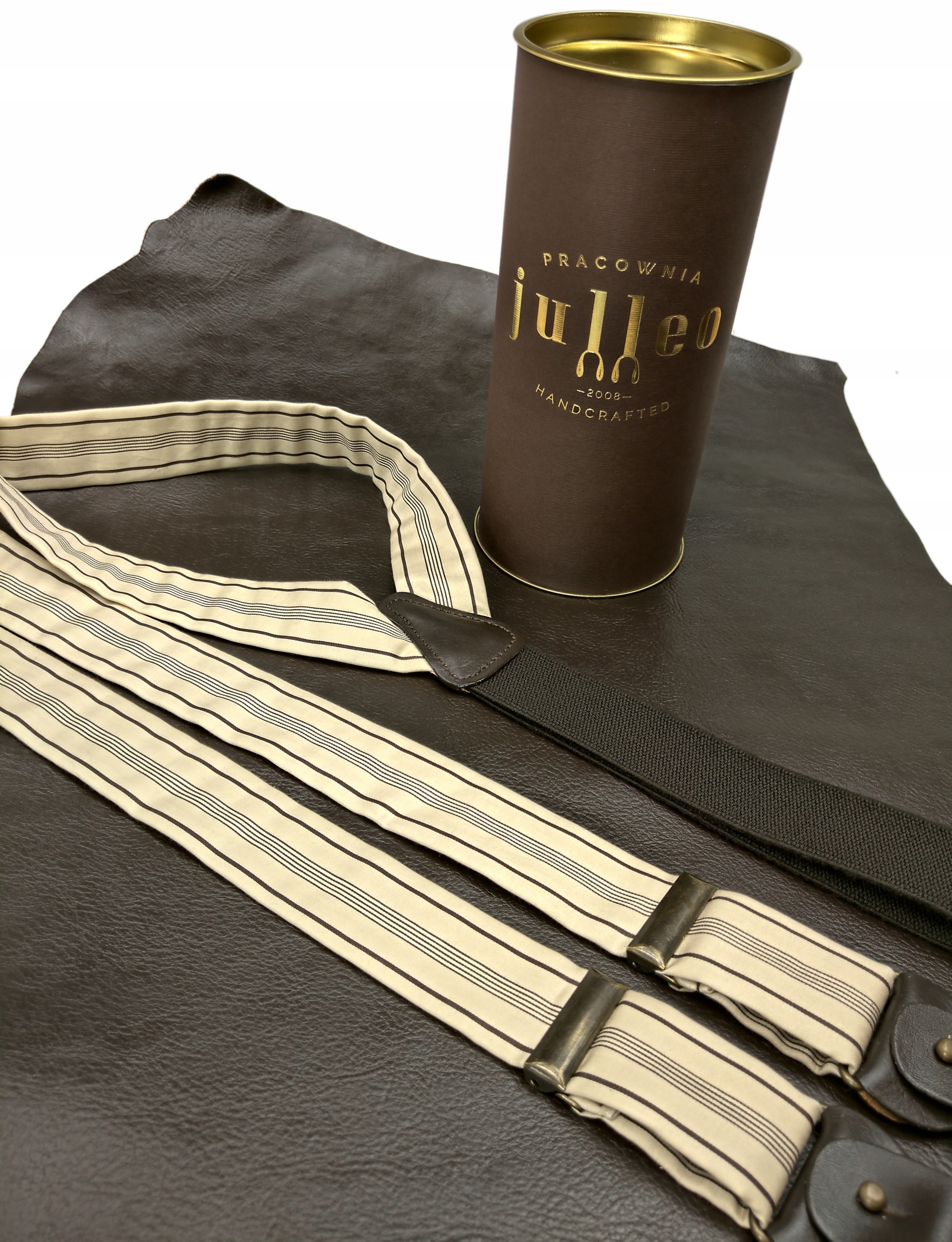 OUTLET Szelki ECRU + PASKI BRĄZ na guziki JEDWAB Rodzaj do spodni