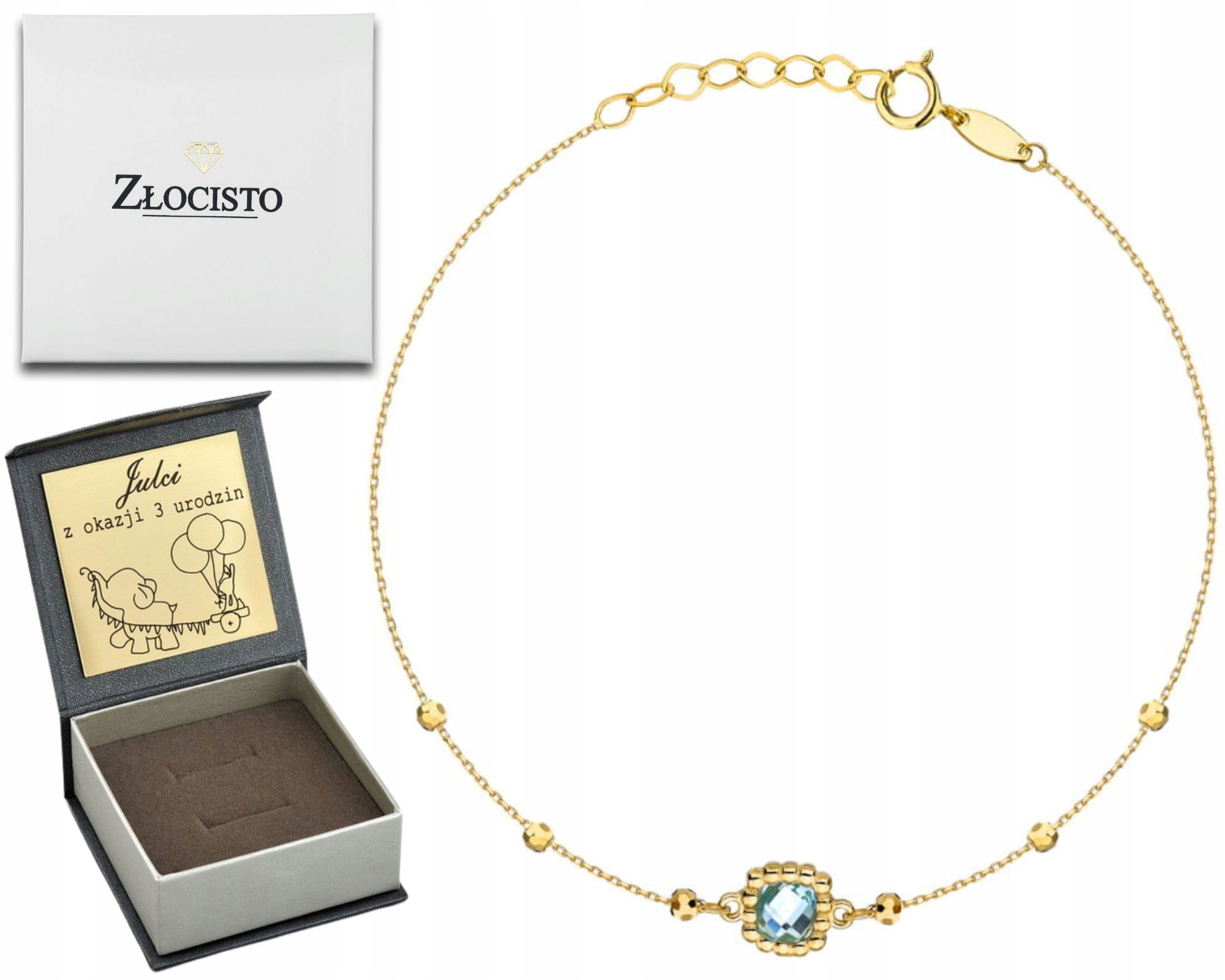 Zlatý Náramek S Diamantovými Kuličkami 585 Gravírování Jako Dárek