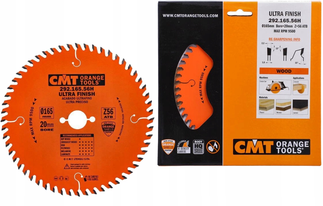 Cmt Piła tarcza do Drewna Laminatu płyt 165x20x2,2 56 Zębów 292.165.56H