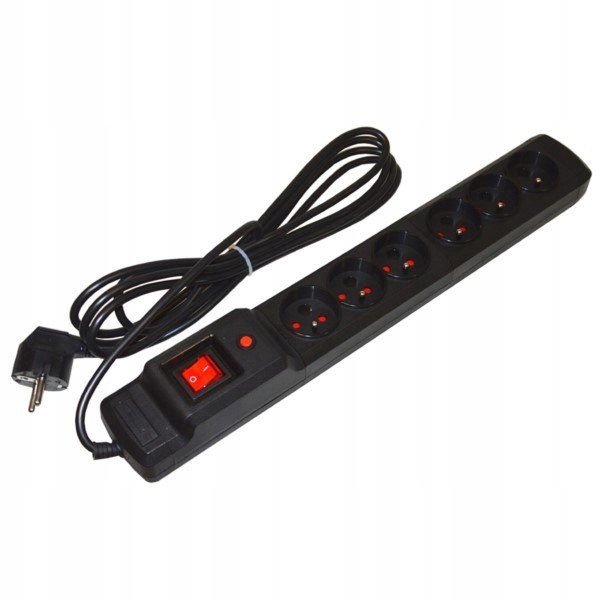 Přepěťová lišta 6 zásuvek 2,5 m černá Armac M3+