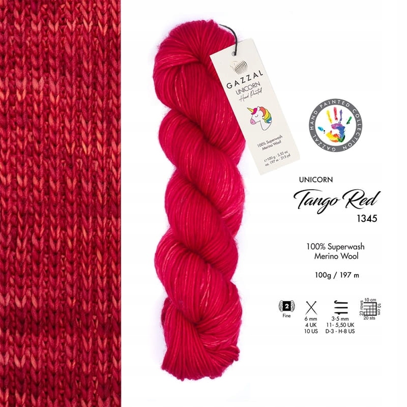 Włóczka Gazzal Unicorn 1345 Tango Red ogn czerwień