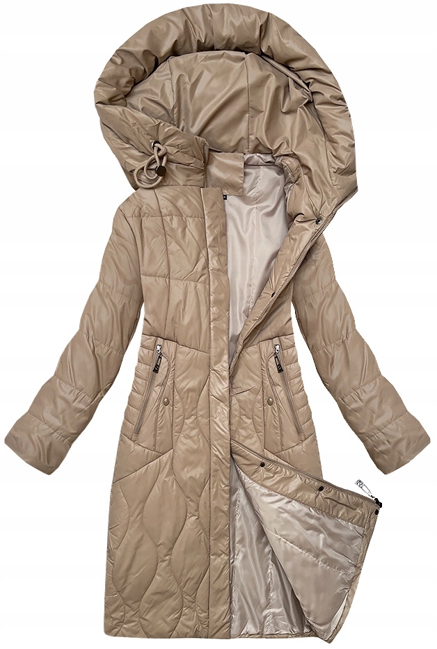 Dámská Prošívaná Bunda B8302 Béžová 46