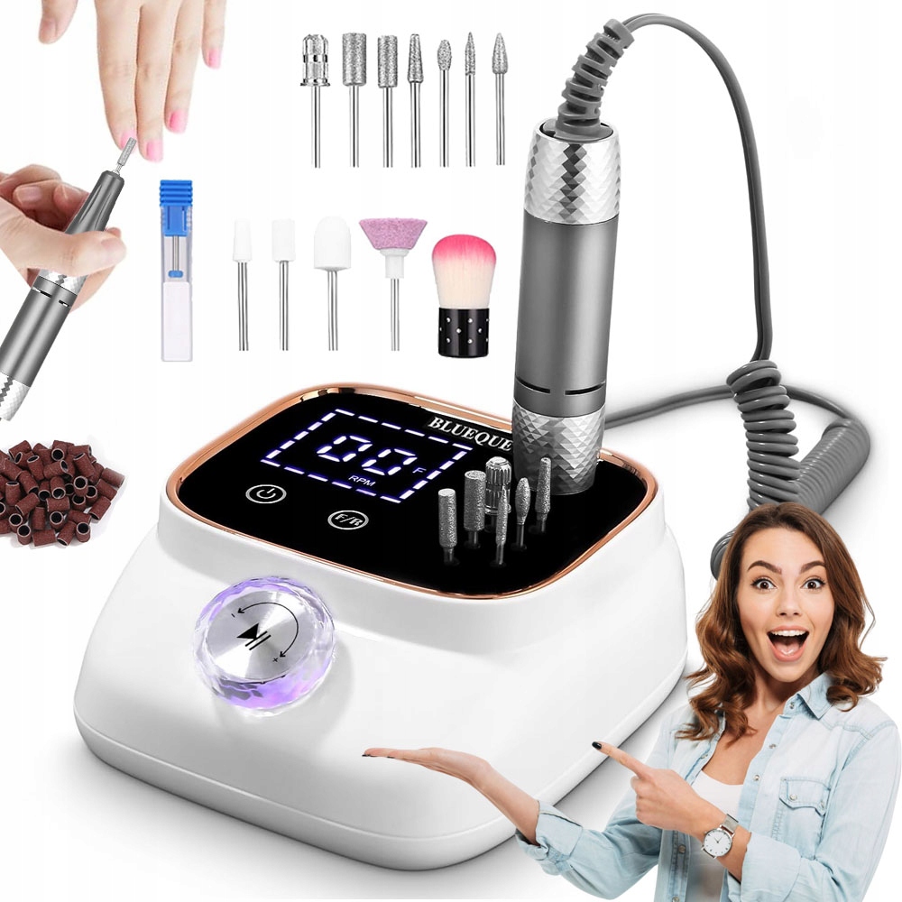 Elektrická Frézovací Bruska Na Nehty 45000 Ot/min S 11 Hlavami 50 W