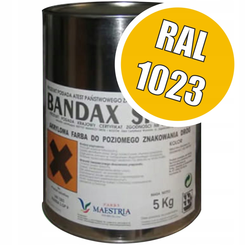 Farba drogowa żółta Bandax Sprint 3L/5kg Maestria