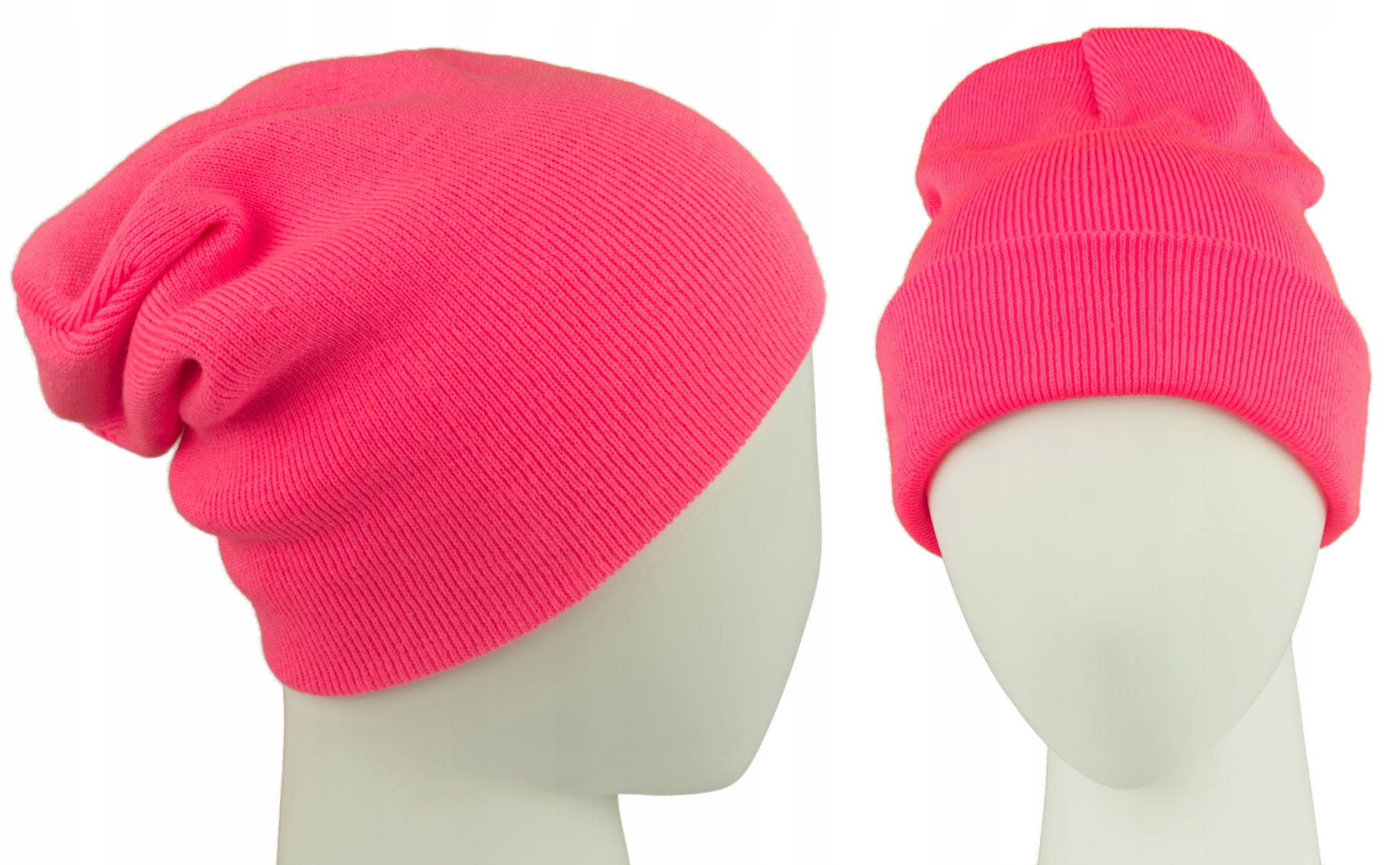 

Czapka krasnal bez szwów beanie 3w1 neon różowa ma