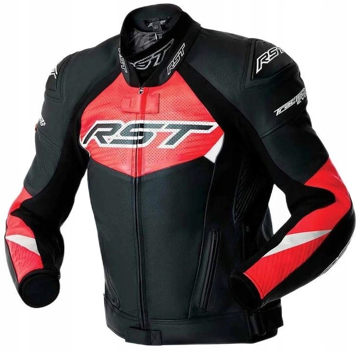 Rst Tractech Evo D3O Čierna Fluo Červená Kožená Motocyklová Bunda XL