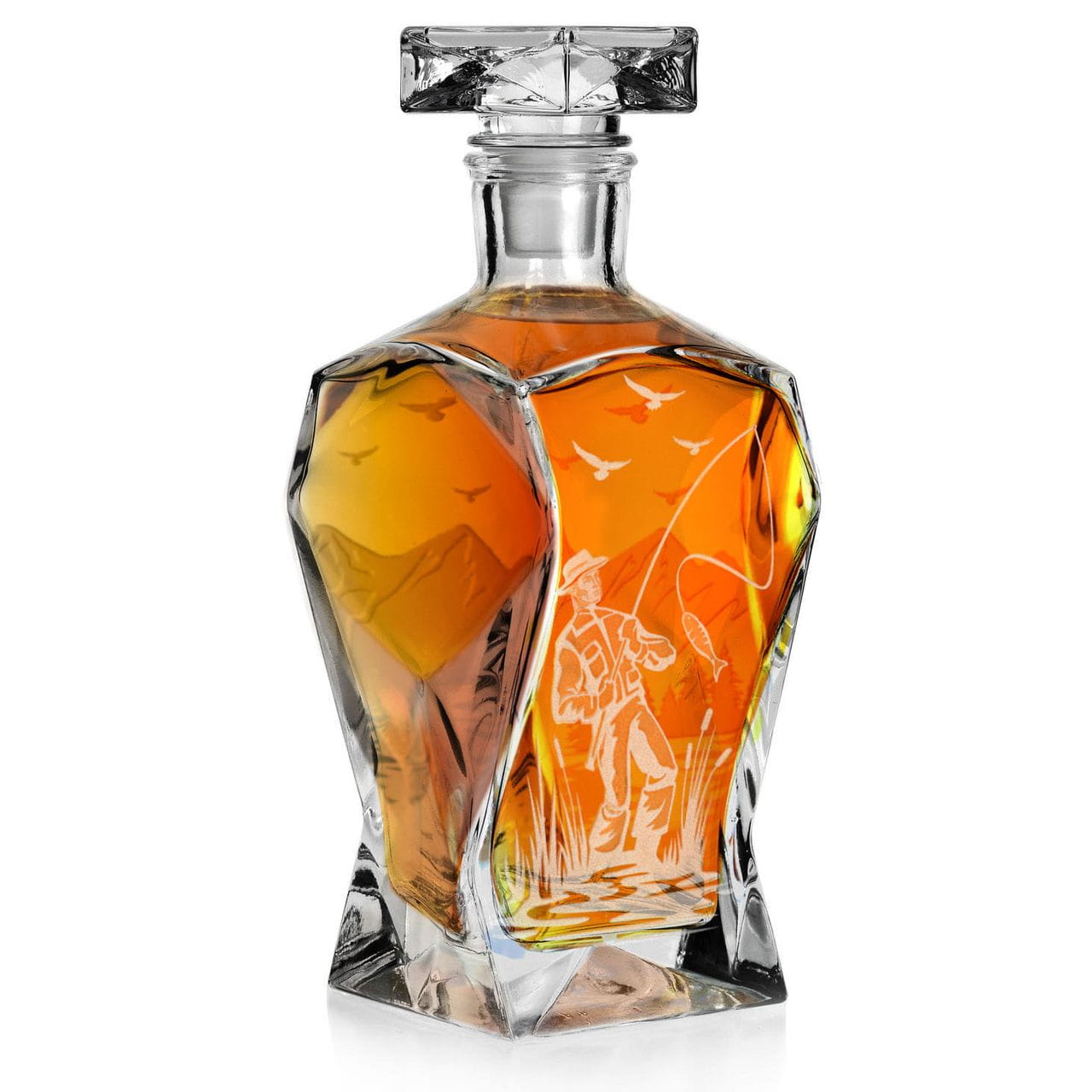 Skleněná karafa na koňakovou whisky s gravírováním „Rybářská“ 750 ml
